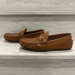 Aldo Tan Leather Loafers with Gold Accent